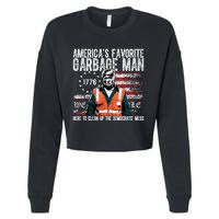 Trump AmericaS Favorite Garbage Man Trump In Trash Truck Cropped Pullover Crew