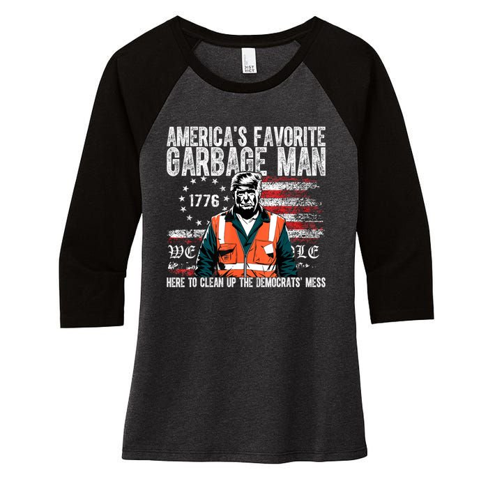 Trump AmericaS Favorite Garbage Man Trump In Trash Truck Women's Tri-Blend 3/4-Sleeve Raglan Shirt