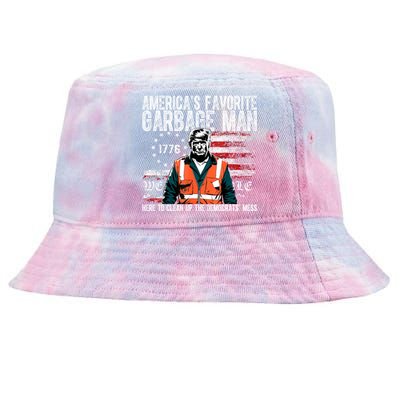 Trump AmericaS Favorite Garbage Man Trump In Trash Truck Tie-Dyed Bucket Hat