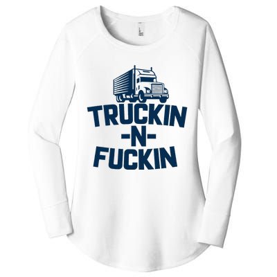 Truckin And Fuckin Funny Trucker Women's Perfect Tri Tunic Long Sleeve Shirt