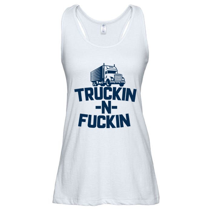 Truckin And Fuckin Funny Trucker Ladies Essential Flowy Tank