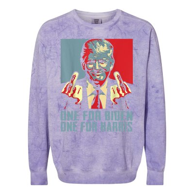 TrumpMiddleFingerBidenHarrisRepublican American Flag Colorblast Crewneck Sweatshirt