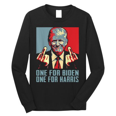 TrumpMiddleFingerBidenHarrisRepublican American Flag Long Sleeve Shirt