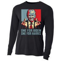 TrumpMiddleFingerBidenHarrisRepublican American Flag Cooling Performance Long Sleeve Crew