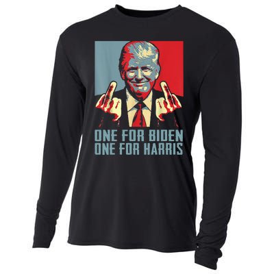 TrumpMiddleFingerBidenHarrisRepublican American Flag Cooling Performance Long Sleeve Crew