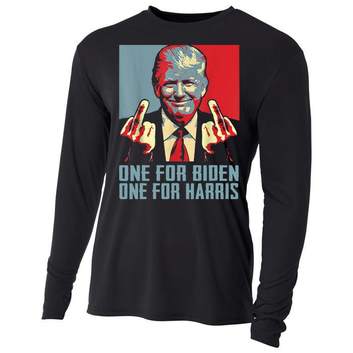 TrumpMiddleFingerBidenHarrisRepublican American Flag Cooling Performance Long Sleeve Crew