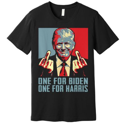 TrumpMiddleFingerBidenHarrisRepublican American Flag Premium T-Shirt