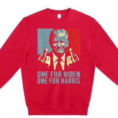 TrumpMiddleFingerBidenHarrisRepublican American Flag Premium Crewneck Sweatshirt