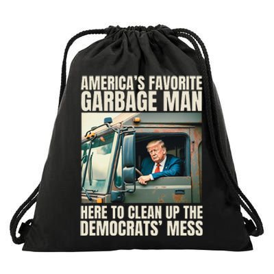 Trump AmericaS Favorite Garbage Man Trump In Trash Truck Drawstring Bag