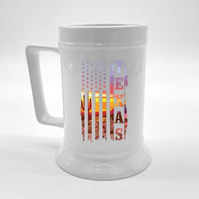 Texas American Flag Pride Landscape Cactus Patriotic Gift Beer Stein