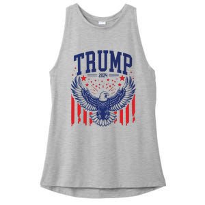 Trump American Flag Pro Trump America Ladies PosiCharge Tri-Blend Wicking Tank