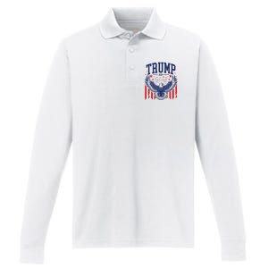 Trump American Flag Pro Trump America Performance Long Sleeve Polo