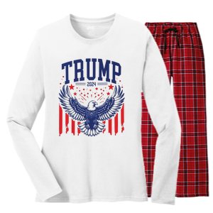 Trump American Flag Pro Trump America Women's Long Sleeve Flannel Pajama Set 