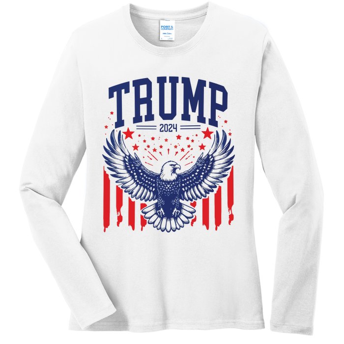 Trump American Flag Pro Trump America Ladies Long Sleeve Shirt