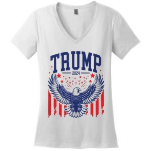 Trump American Flag Pro Trump America Women's V-Neck T-Shirt