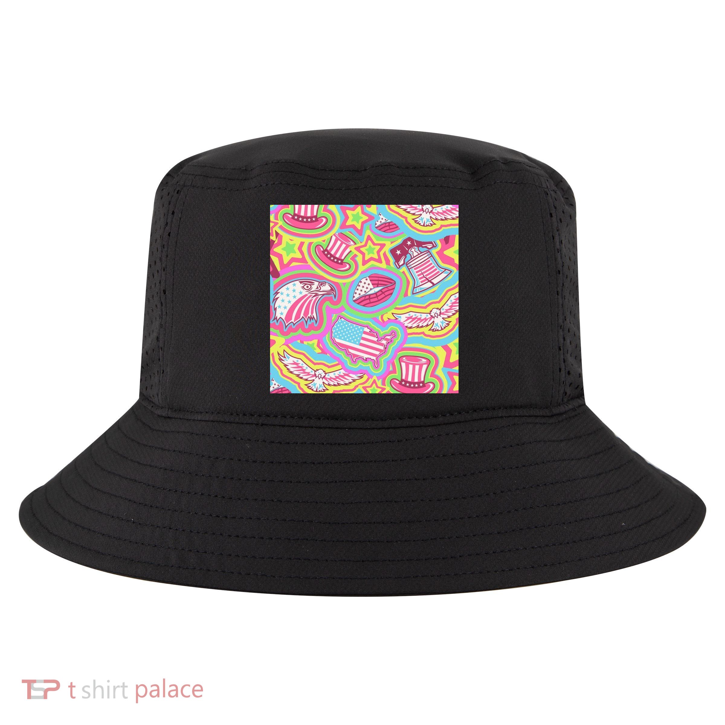 Trippy American Flag Pattern Cool Comfort Performance Bucket Hat