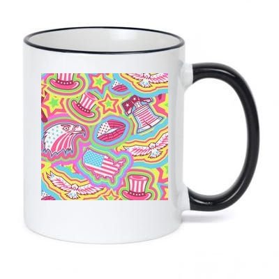 Trippy American Flag Pattern 11oz Black Color Changing Mug