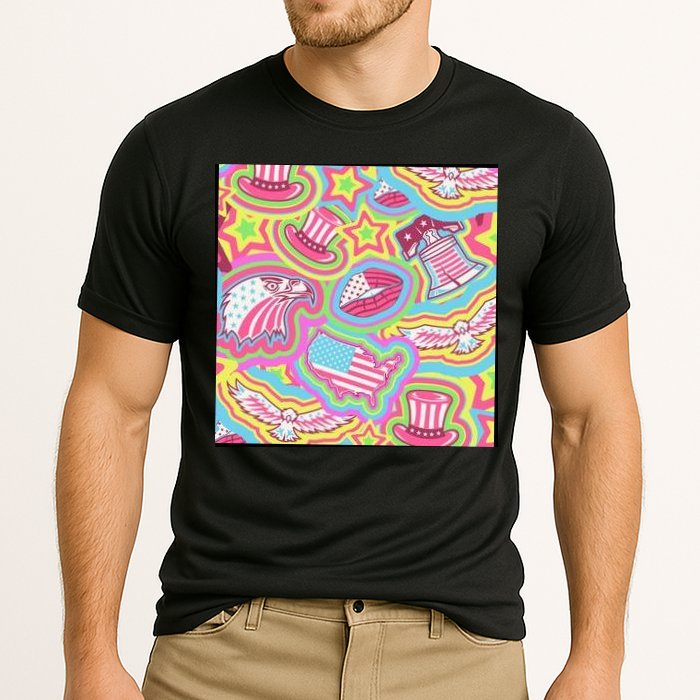 Trippy American Flag Pattern Performance Shirt