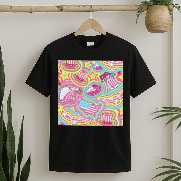 Trippy American Flag Pattern T-Shirt