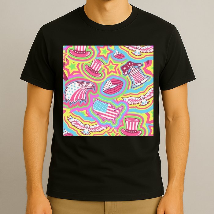 Trippy American Flag Pattern T-Shirt