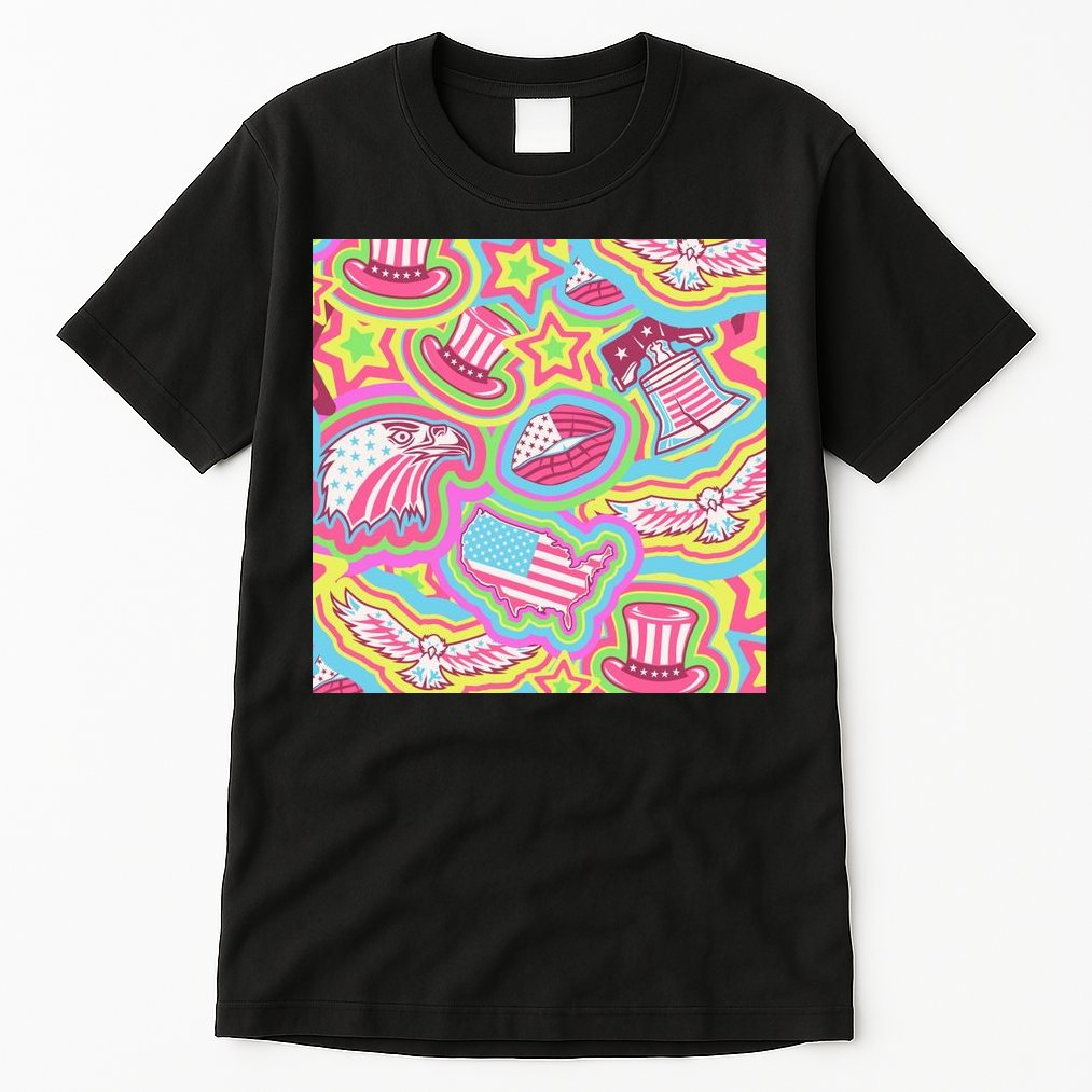 Trippy American Flag Pattern Tall T-Shirt