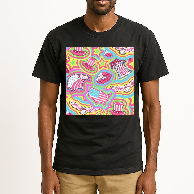 Trippy American Flag Pattern Tall T-Shirt