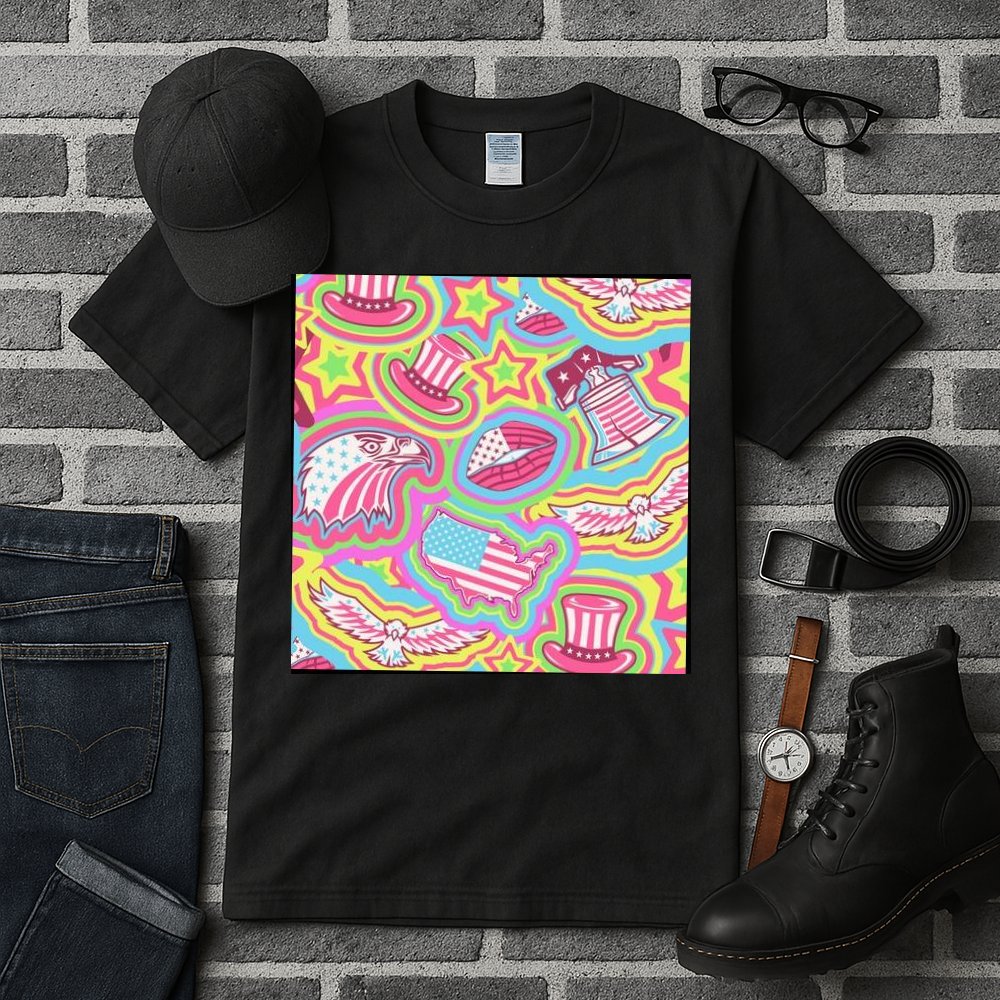 Trippy American Flag Pattern Tall T-Shirt