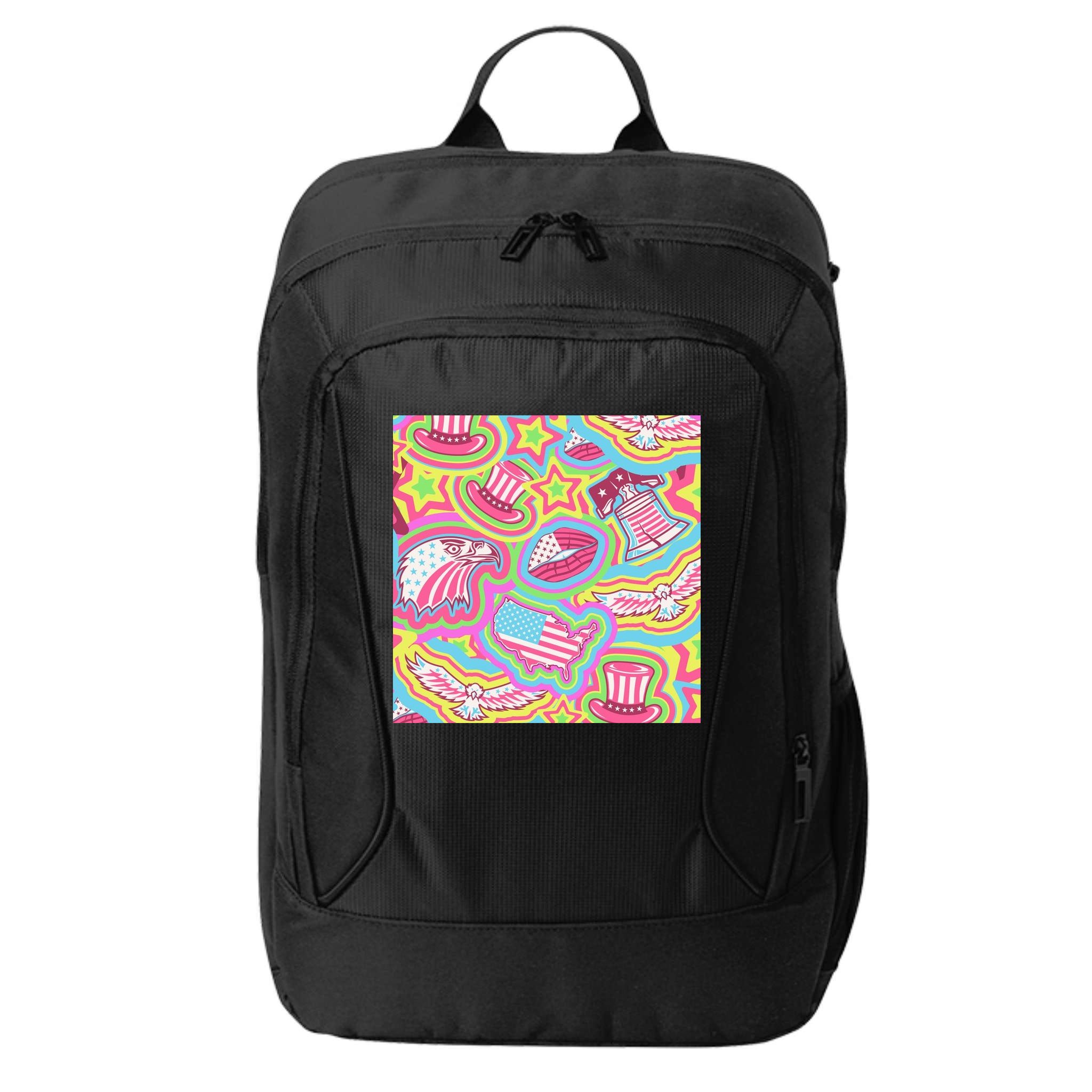 Trippy American Flag Pattern City Backpack