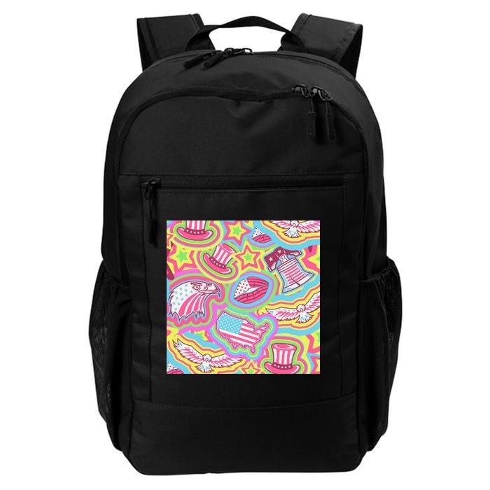 Trippy American Flag Pattern Backpack