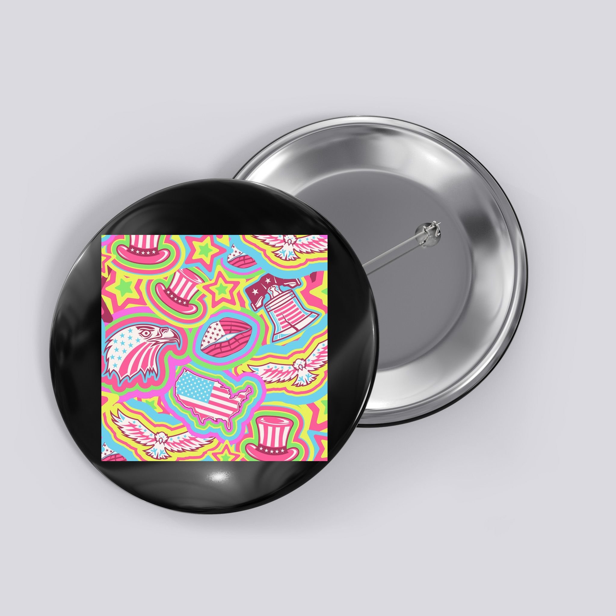Trippy American Flag Pattern Button