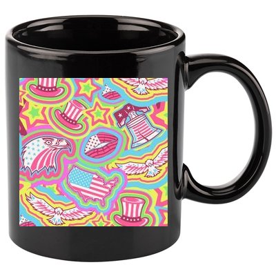 Trippy American Flag Pattern 11oz C Handle Ceramic Mug