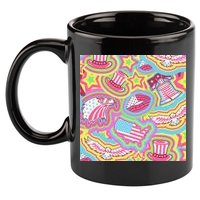 Trippy American Flag Pattern 11oz C Handle Ceramic Mug