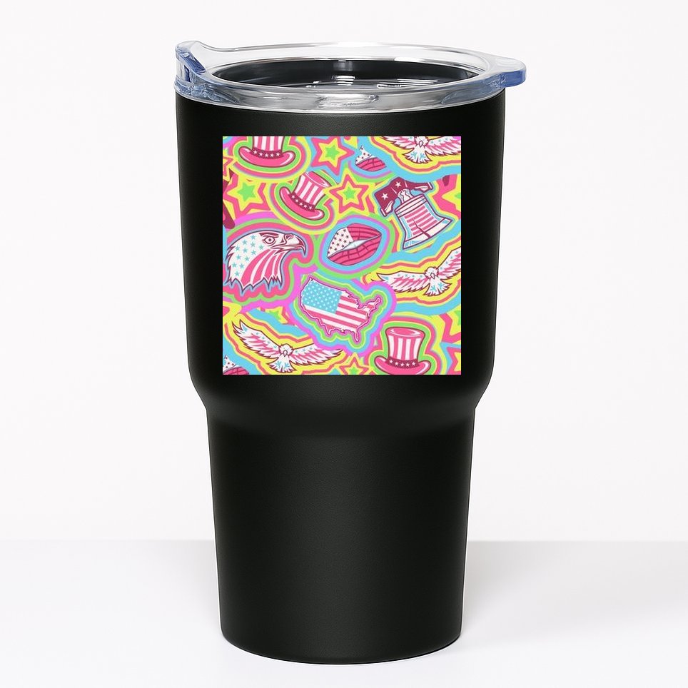 Trippy American Flag Pattern Tumbler