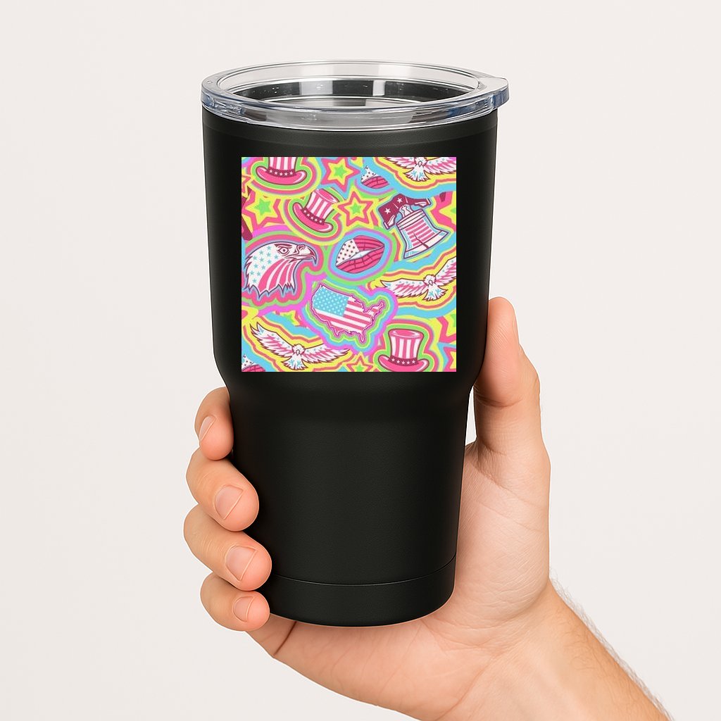 Trippy American Flag Pattern Tumbler