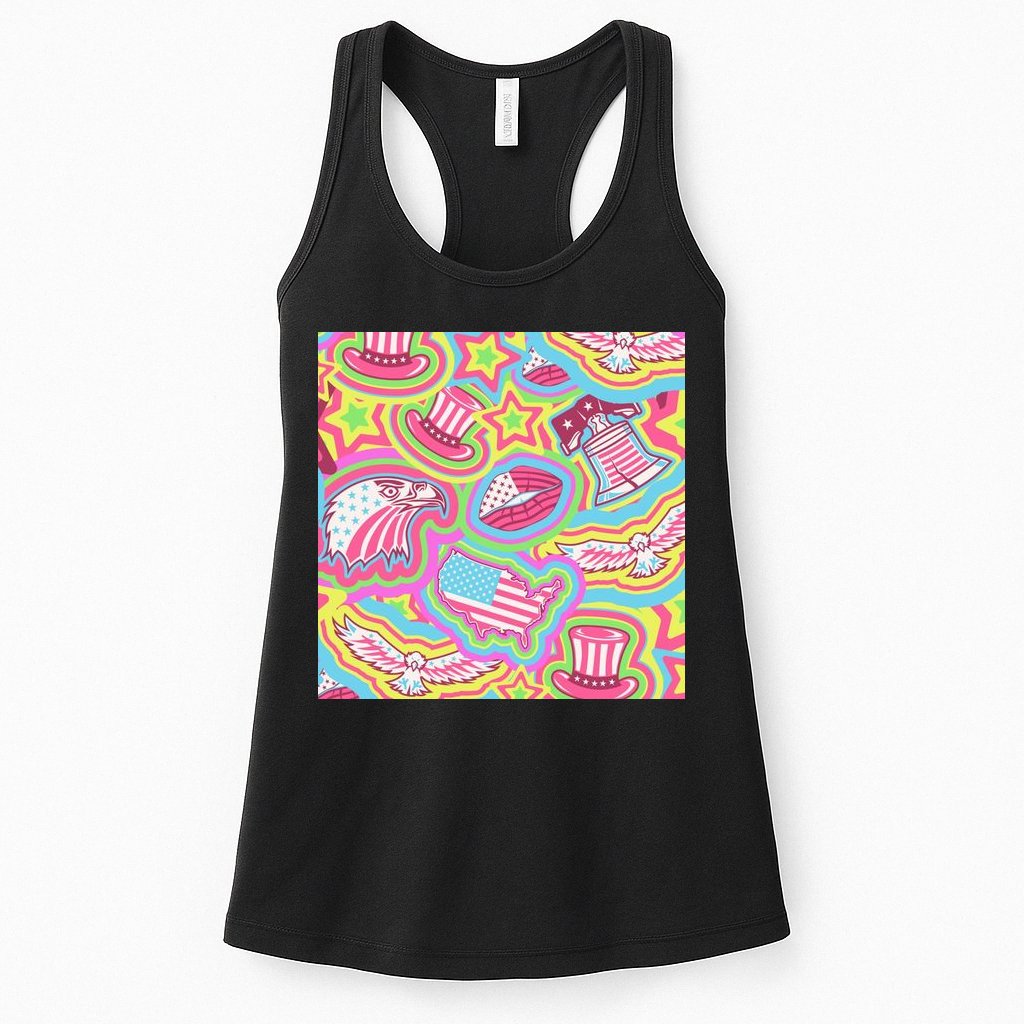 Trippy American Flag Pattern Womens Tank Top