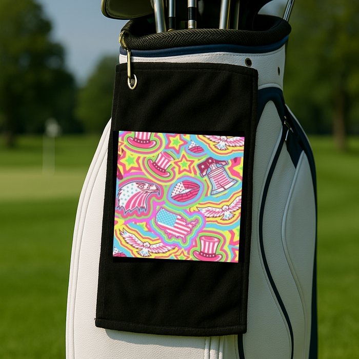 Trippy American Flag Pattern Golf Towel