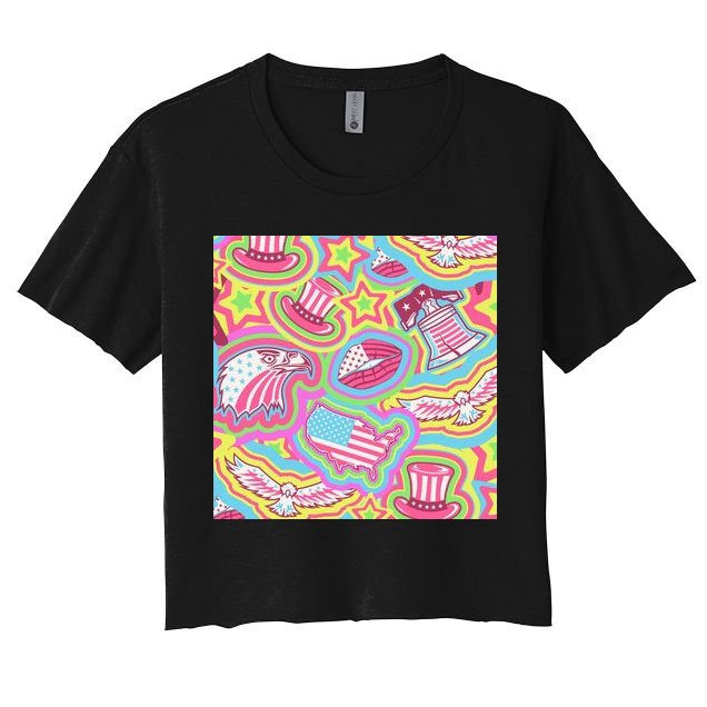 Trippy American Flag Pattern Crop Top