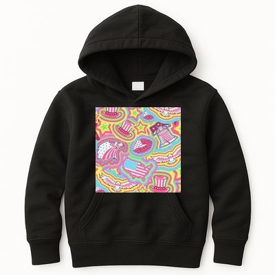 Trippy American Flag Pattern Kids Hoodie