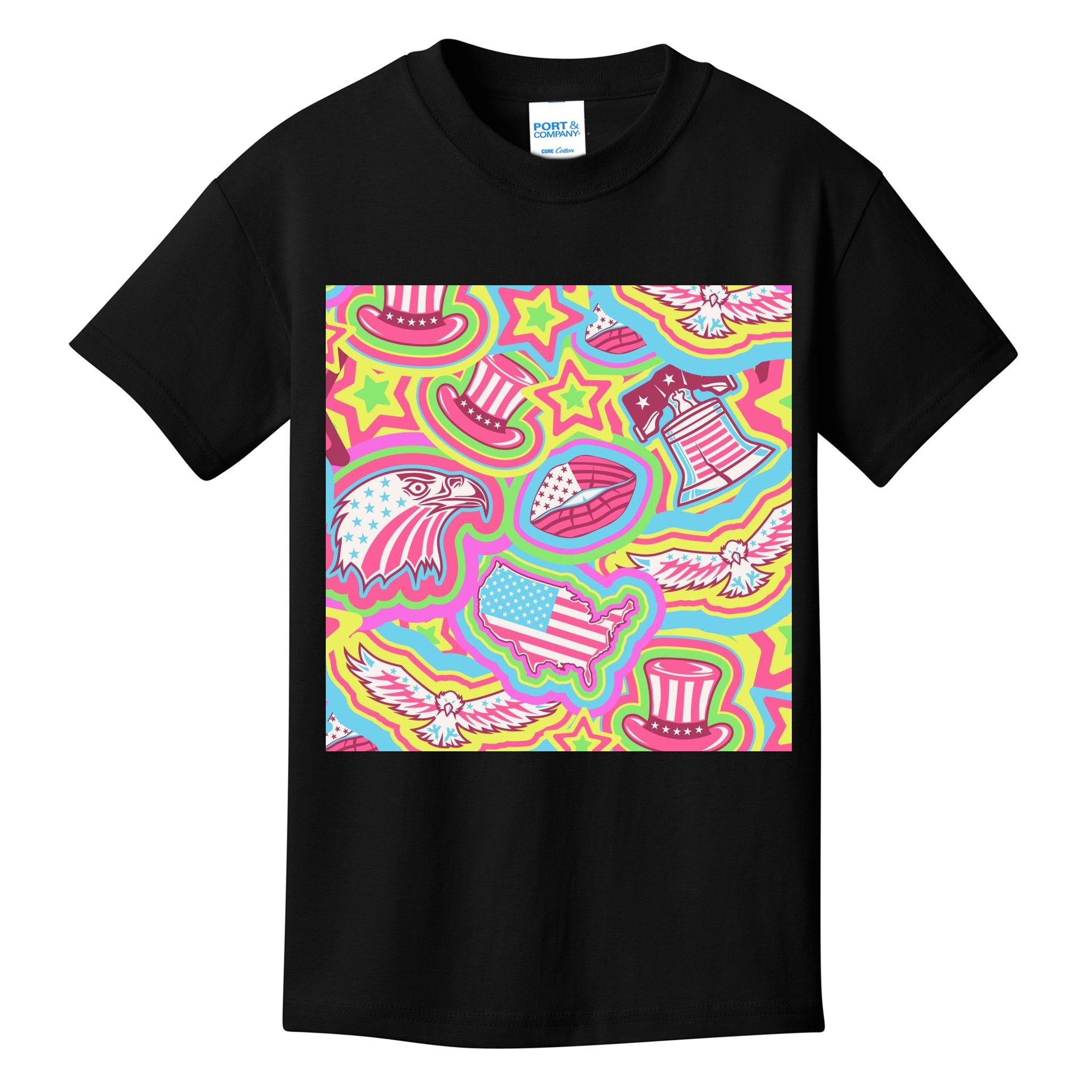 Trippy American Flag Pattern Kids T-Shirt