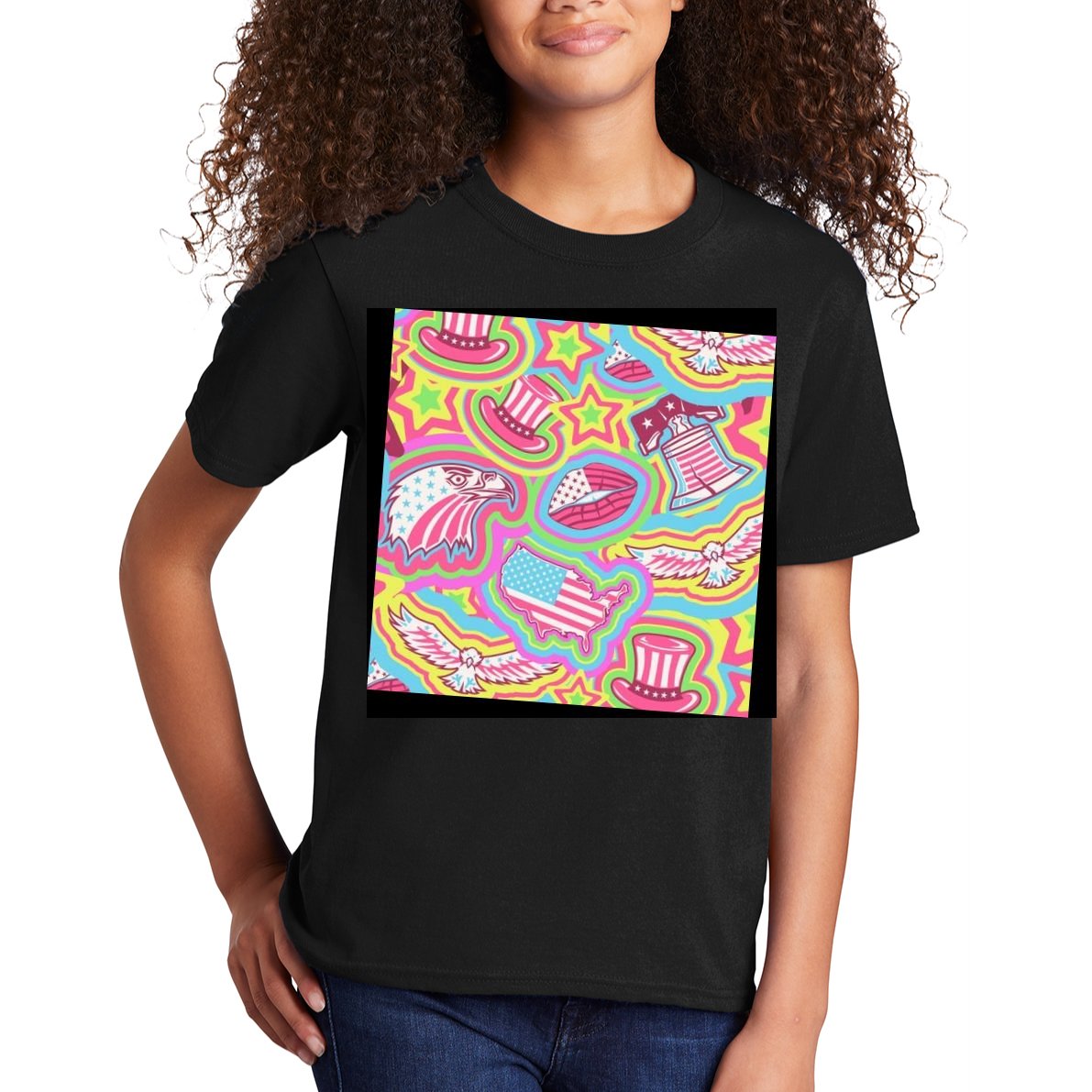 Trippy American Flag Pattern Kids T-Shirt
