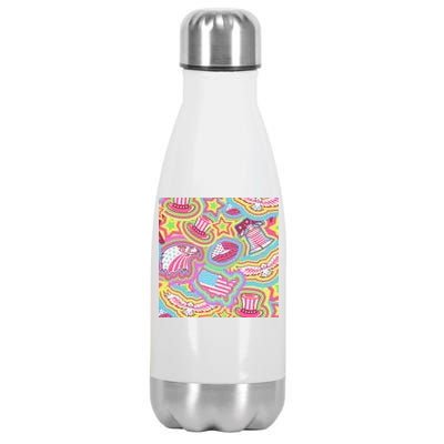 Trippy American Flag Pattern Stainless Steel Insulated Water Bottle