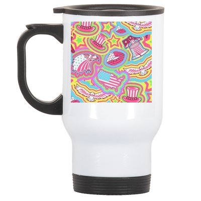 Trippy American Flag Pattern Stainless Steel Travel Mug