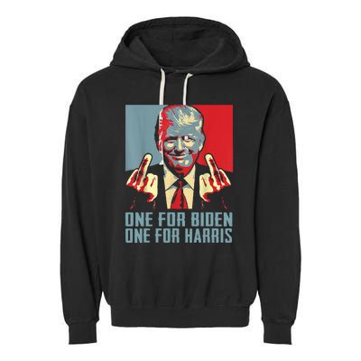 Trump-Middle-Finger-Biden-Harris-Republican American Flag  Garment-Dyed Fleece Hoodie