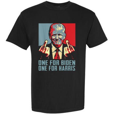 Trump-Middle-Finger-Biden-Harris-Republican American Flag  Garment-Dyed Heavyweight T-Shirt