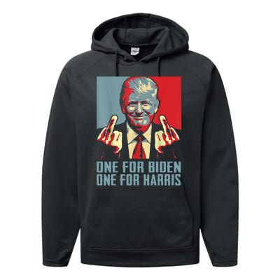 Trump-Middle-Finger-Biden-Harris-Republican American Flag  Performance Fleece Hoodie