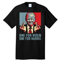 Trump-Middle-Finger-Biden-Harris-Republican American Flag  Tall T-Shirt