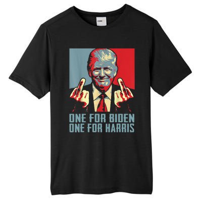 Trump-Middle-Finger-Biden-Harris-Republican American Flag  Tall Fusion ChromaSoft Performance T-Shirt