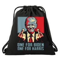 Trump-Middle-Finger-Biden-Harris-Republican American Flag  Drawstring Bag