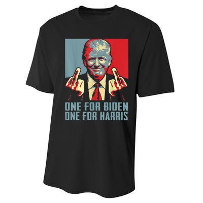 Trump-Middle-Finger-Biden-Harris-Republican American Flag  Performance Sprint T-Shirt