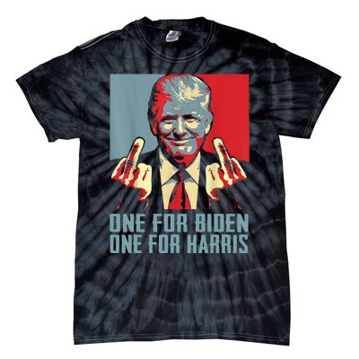 Trump-Middle-Finger-Biden-Harris-Republican American Flag  Tie-Dye T-Shirt